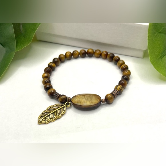 Tiger Eye Natural Beaded Stretch Bracelet - Picture 3 of 3